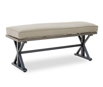 Sandpointe Neutral Cushioned Patio Dining Bench