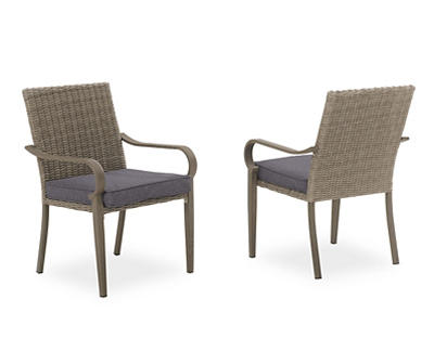 Autumn Cove Gray All-Weather Wicker Cushioned Patio Dining Chairs, 2-Pack