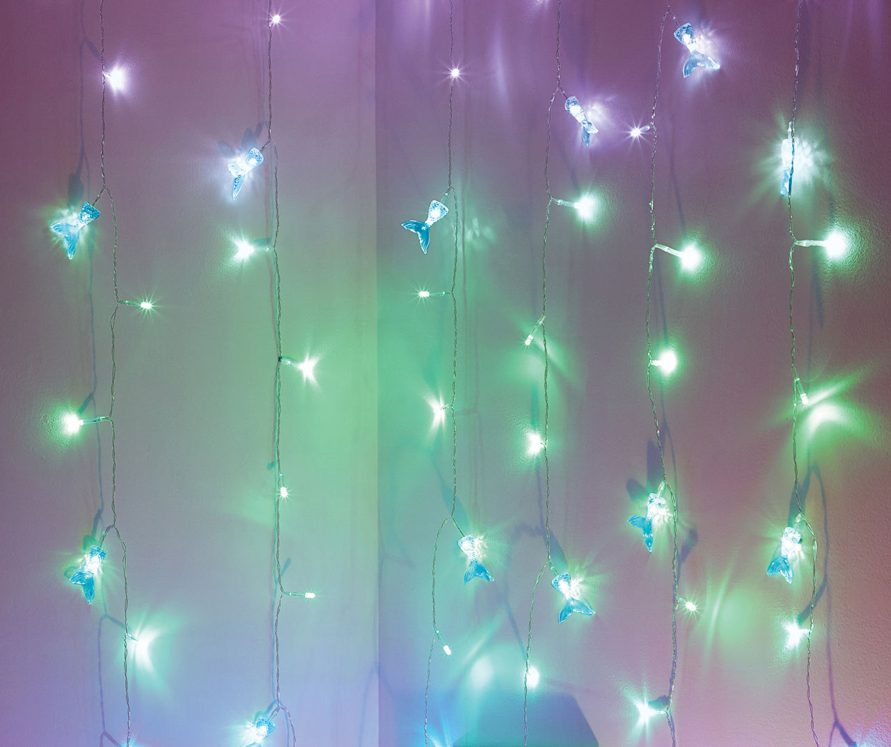 Dream Street White, Blue & Green Mermaid Tail Cascading Curtain String