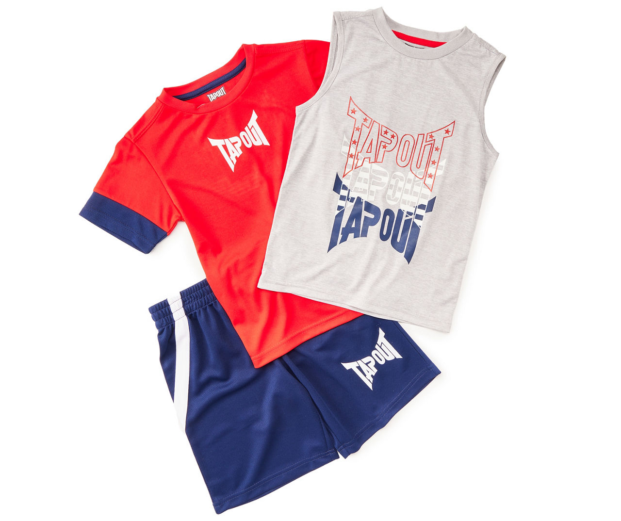 Kids' Size 7 Tapout Red & Blue Stars & Stripes Logo 3-Piece Tee Outfit