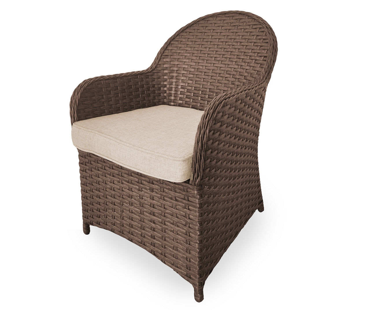 Autumn Cove Tan All-Weather Wicker Cushioned Patio Captain's Dining Chair