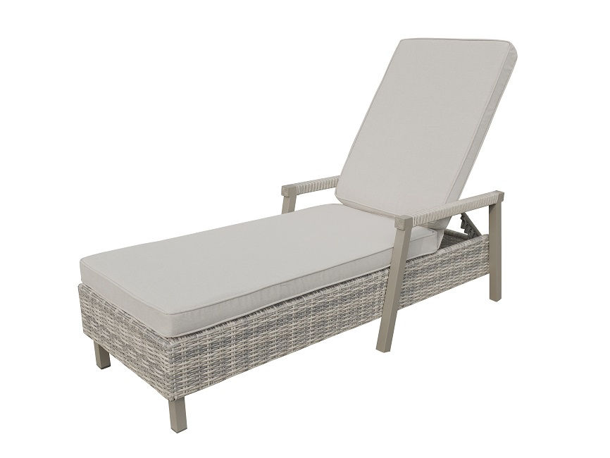 Sandpointe Neutral All-Weather Wicker Cushioned Patio Chaise Lounge