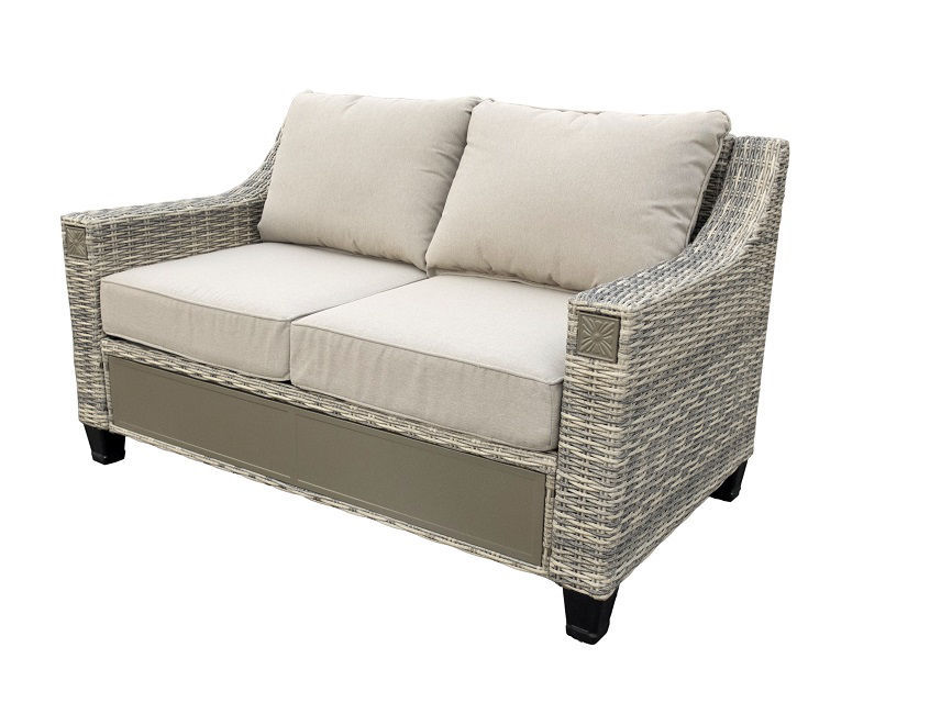 Sandpointe Neutral All-Weather Wicker Cushioned Patio Loveseat