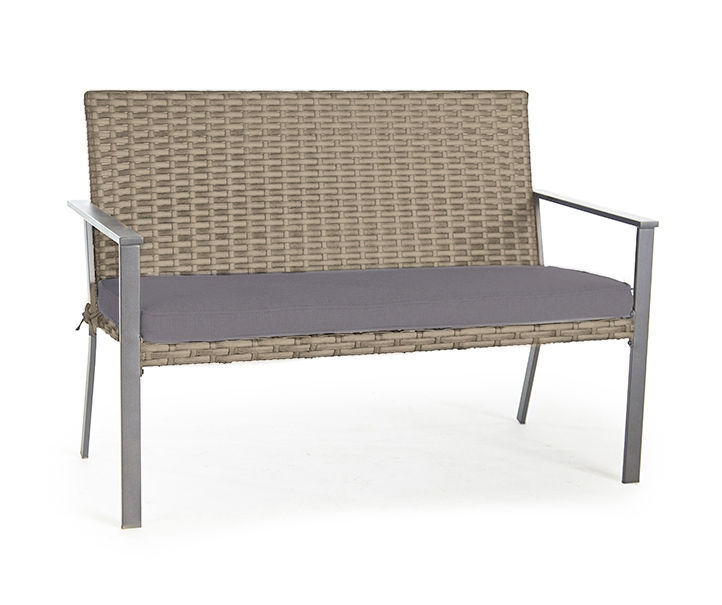 Autumn Cove Gray All-Weather Wicker Cushioned Patio Bench