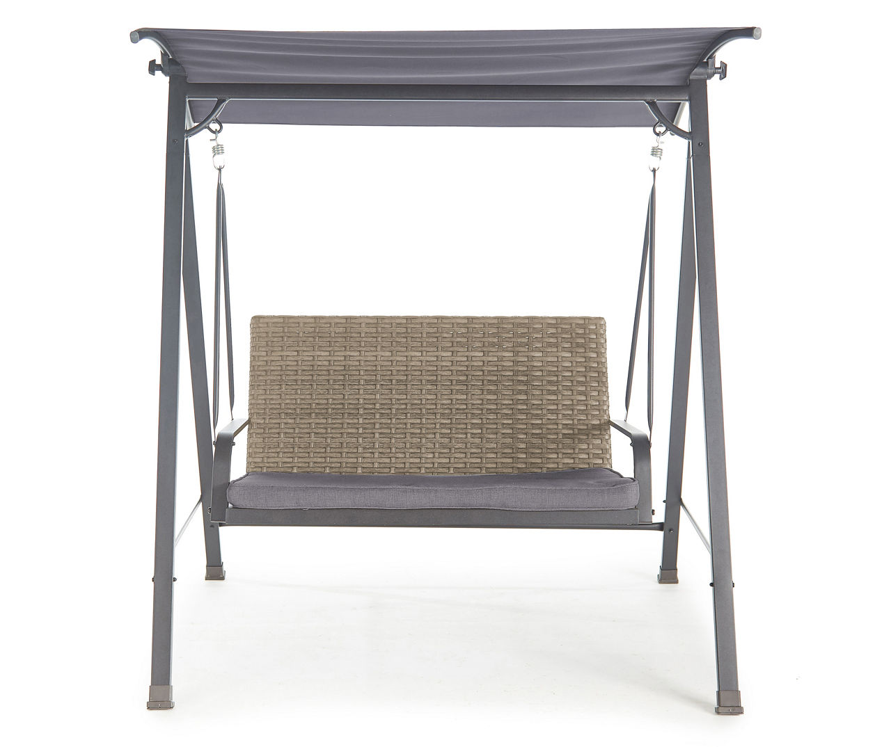 Autumn Cove Gray All-Weather Wicker Cushioned 2-Person Patio Swing with Canopy