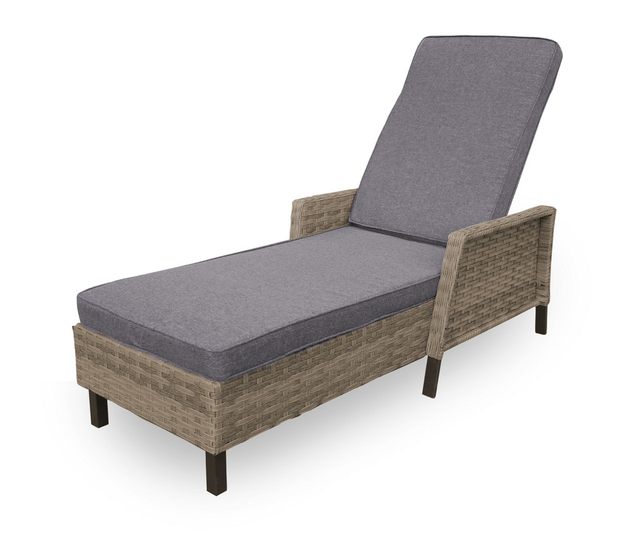 Autumn Cove Gray All-Weather Wicker Cushioned Patio Chaise Lounge