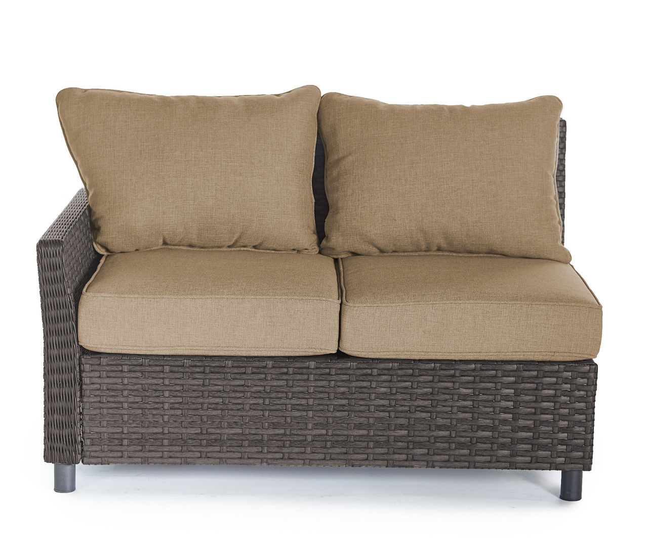 Broyhill Autumn Cove Tan AllWeather Wicker Cushioned Patio Sectional Loveseat Piece, (Box 1 of