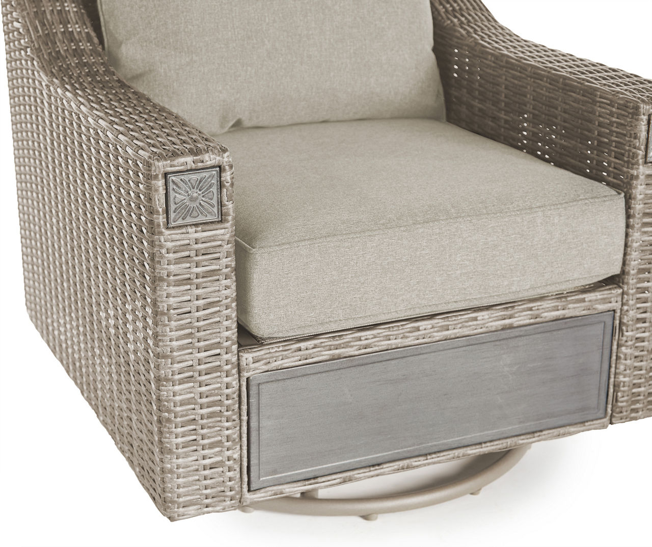 Sandpointe Neutral All-Weather Wicker Patio Cushioned Swivel Glider