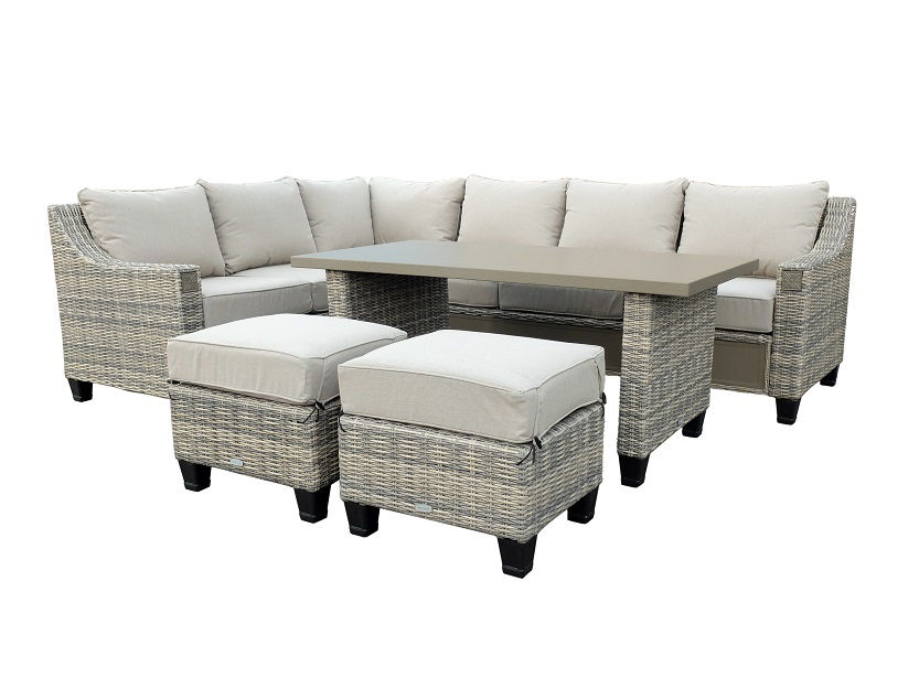 Sandpointe Neutral 5-Piece All-Weather Wicker Cushioned Patio Sectional Set