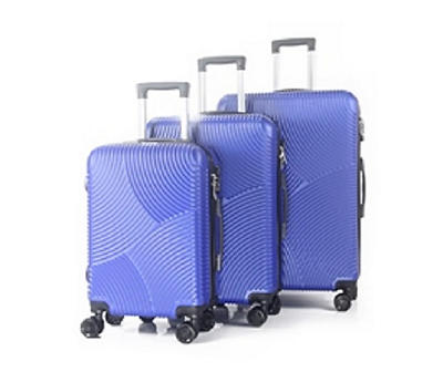 Sky Blue 24" Layered Curve Ridged Lucy Hardside Spinner Suitcase