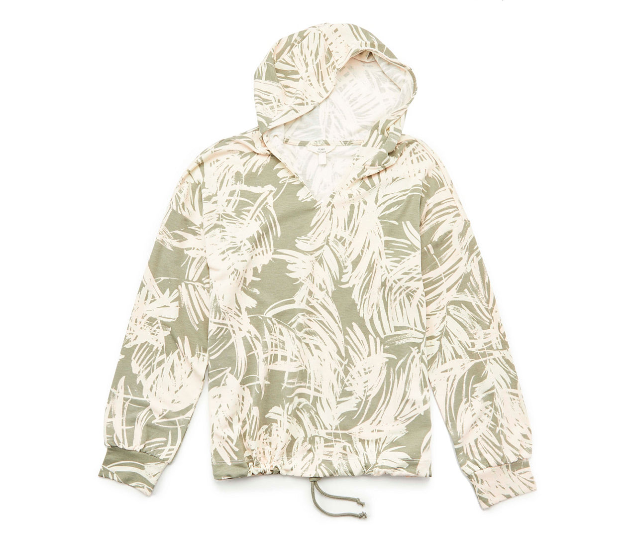 Women's Size M Sage Botanical Drawstring-Hem Hoodie