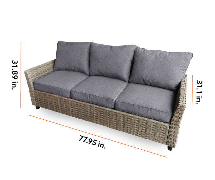 Broyhill Autumn Cove Gray All-Weather Wicker Cushioned Patio Sofa | Big ...