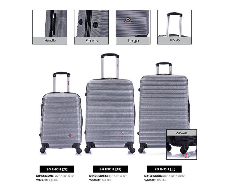 Inusa Royal Lightweight Hardside Luggage Spinner 20 Carry-On - Silver