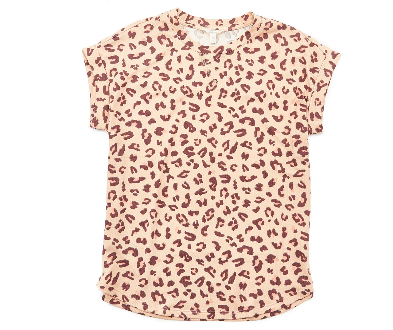 Women's Size XX-Large Rose Leopard Print Cuff-Sleeve Tee