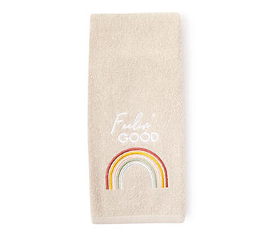 "Feelin Good" Dove Gray Rainbow Embroidered Hand Towel | Big Lots
