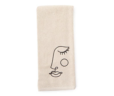 Dove Gray Face Embroidered Hand Towel