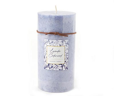 Lavender Cedarwood Blue Pillar Candle, (6