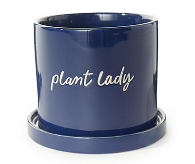 6.89" Plant Lady Navy Ceramic Planter