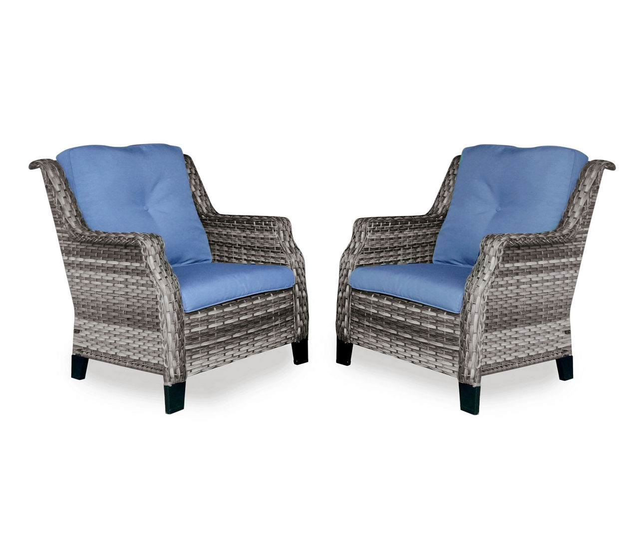 Real Living Rockbridge Navy Wicker Cushioned Patio Chairs 2 Pack