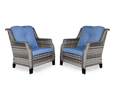 Rockbridge Navy All-Weather Wicker Cushioned Patio Chairs, 2-Pack