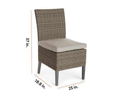 Eagle Brooke Tan Wicker Cushioned Patio Dining Chairs, 2-Pack