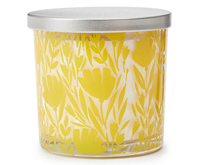 Bergamot Lemongrass Yellow Floral Jar Candle, 14 oz.