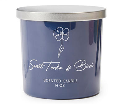 Sweet Tonka & Birch Blue Jar Candle, 14 oz.