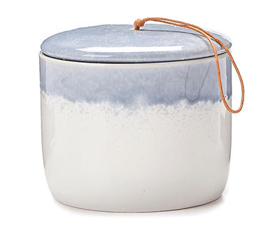 White & Blue Ceramic Trinket Jar