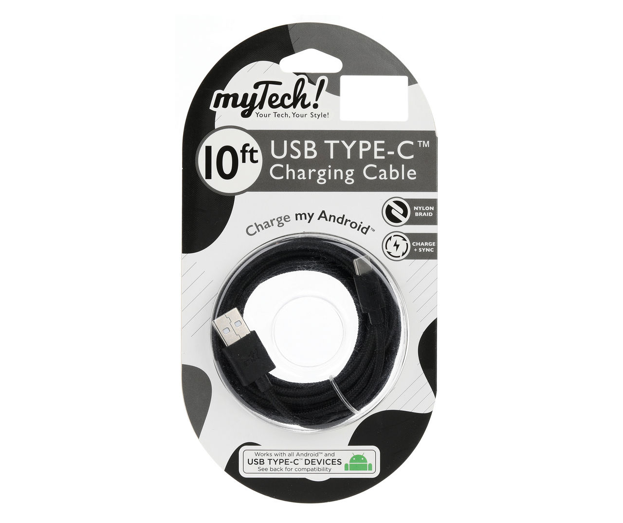 Black Braided 10' USB-C Cable