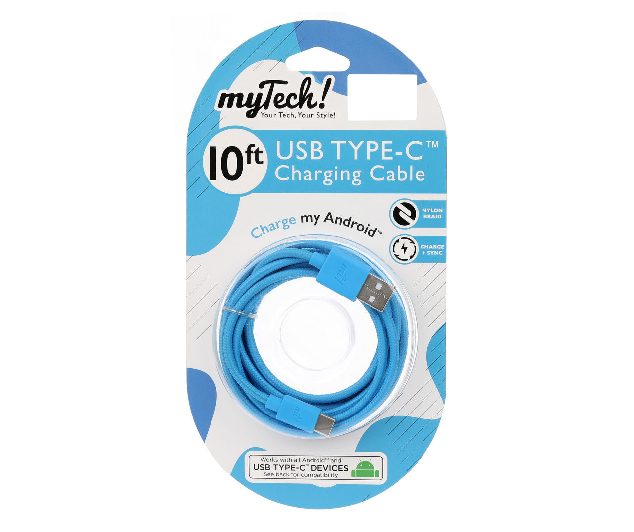 Blue Braided 10' USB-C Cable