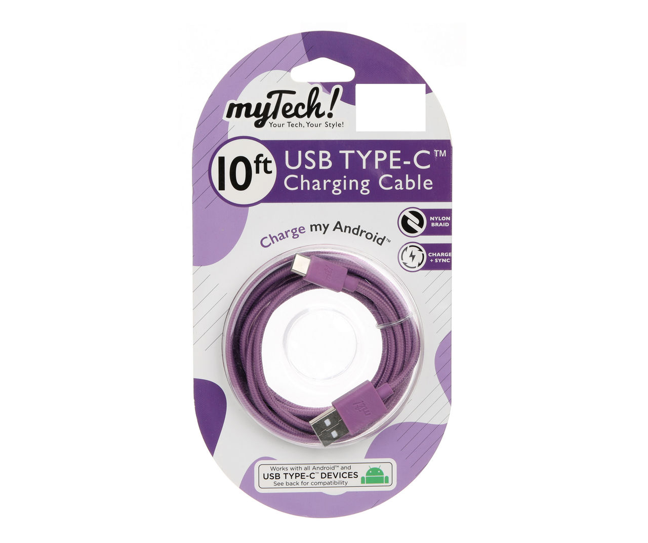Purple Braided 10' USB-C Cable