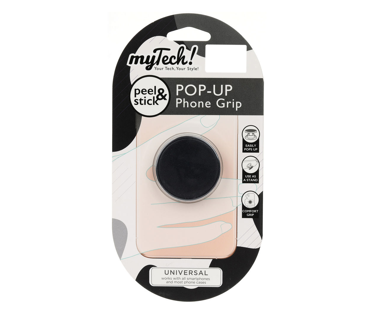 Black Pop-Up Phone Grip