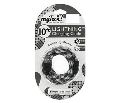 Black & White Braided 10' Lightning Cable