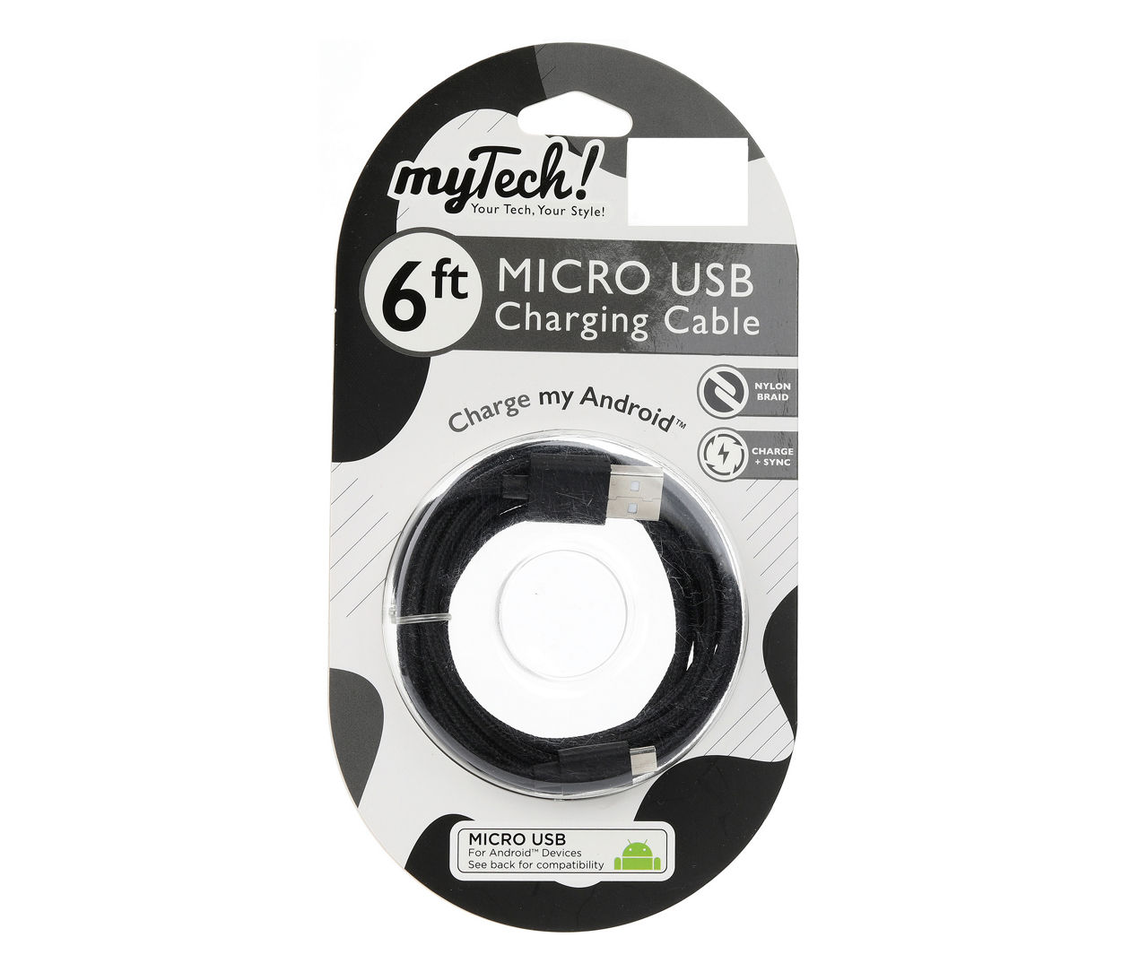 MYTECH 6FT BRAID MICRO USB CBL BLK