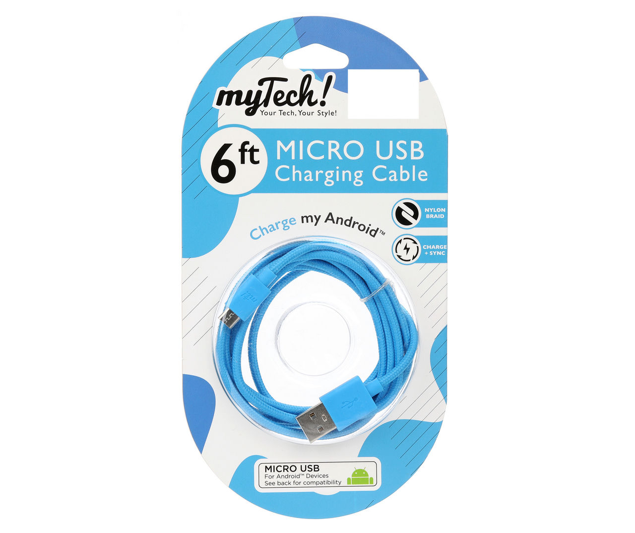 Blue Braided 6' Micro USB Cable