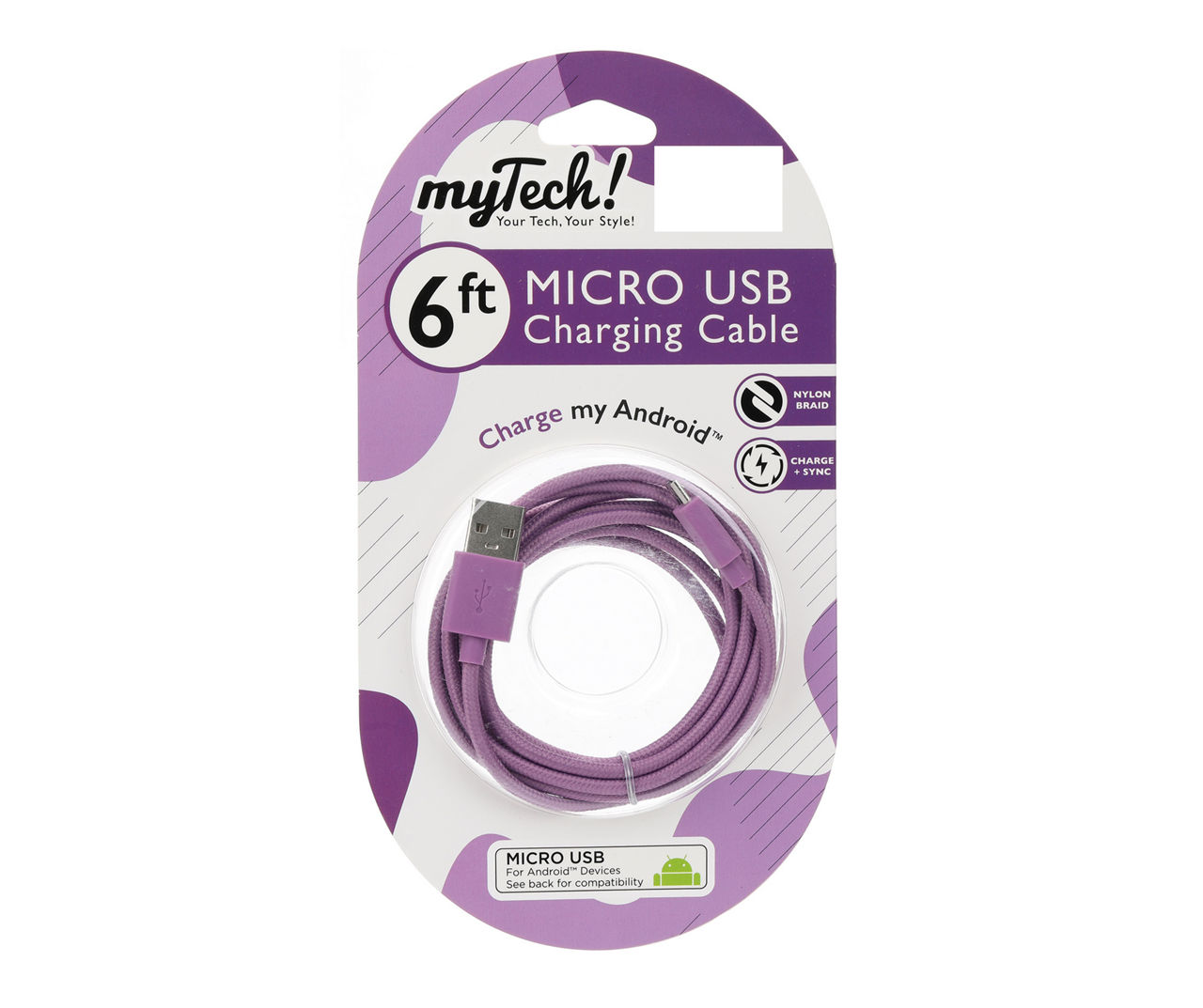MYTECH 6FT BRAID MICRO USB CBL PURP