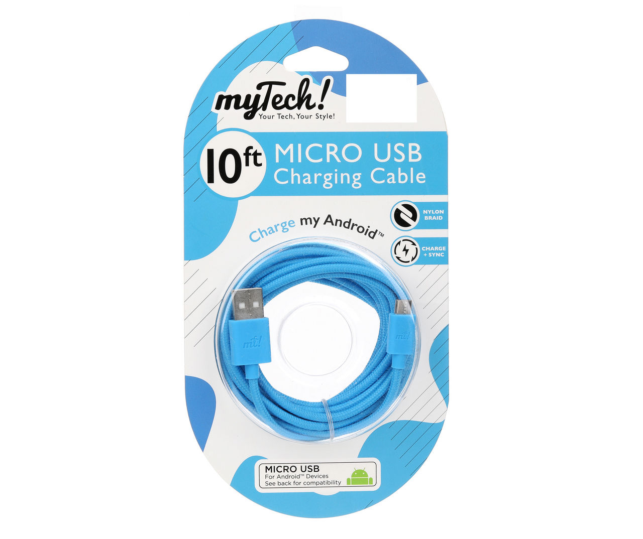 Blue Braided 10' Micro USB Cable