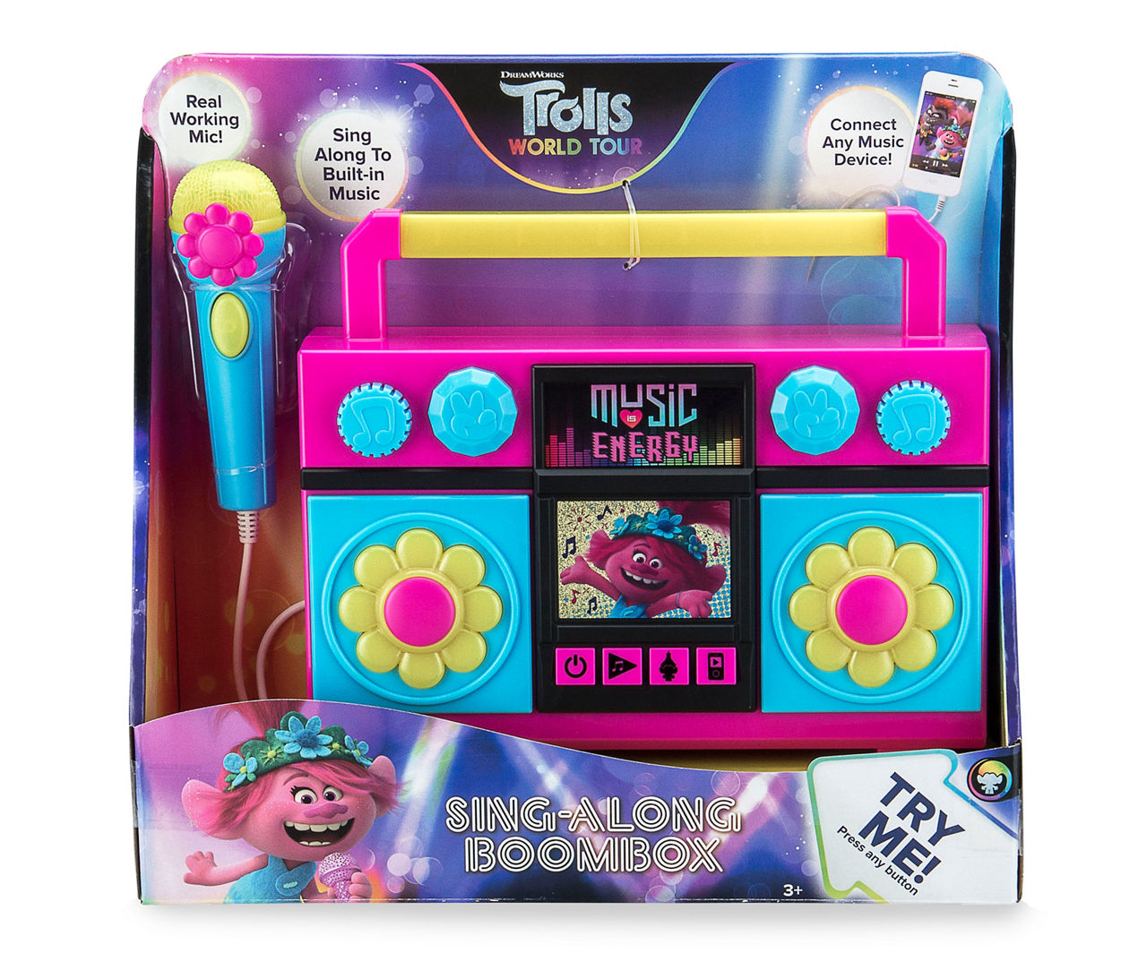 Trolls Pink, Blue & Yellow SingAlong Boombox Big Lots