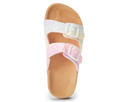 Kids' Pastel Ombre Glitter Double-Buckle Sandal