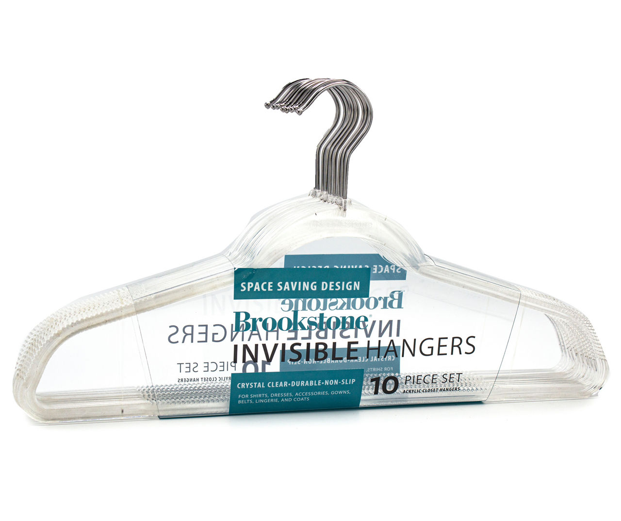Brookstone Clear Chrome-Hook Invisible Hanger, 10-Pack