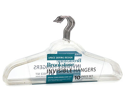 Brookstone Clear Chrome-Hook Invisible Hanger, 10-Pack