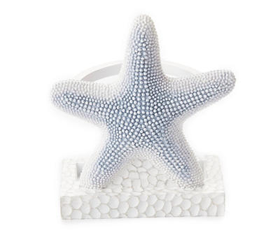 White & Blue Starfish Toothbrush Holder