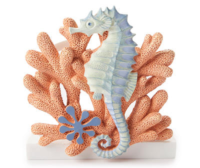 Coral & Blue Seahorse Toothbrush Holder