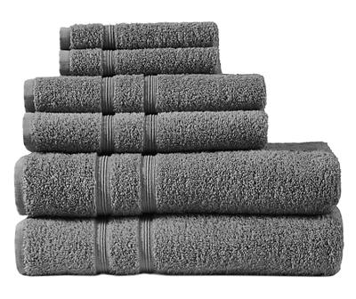 Aegan Charcoal Turkish Cotton 6-Piece Towel Set
