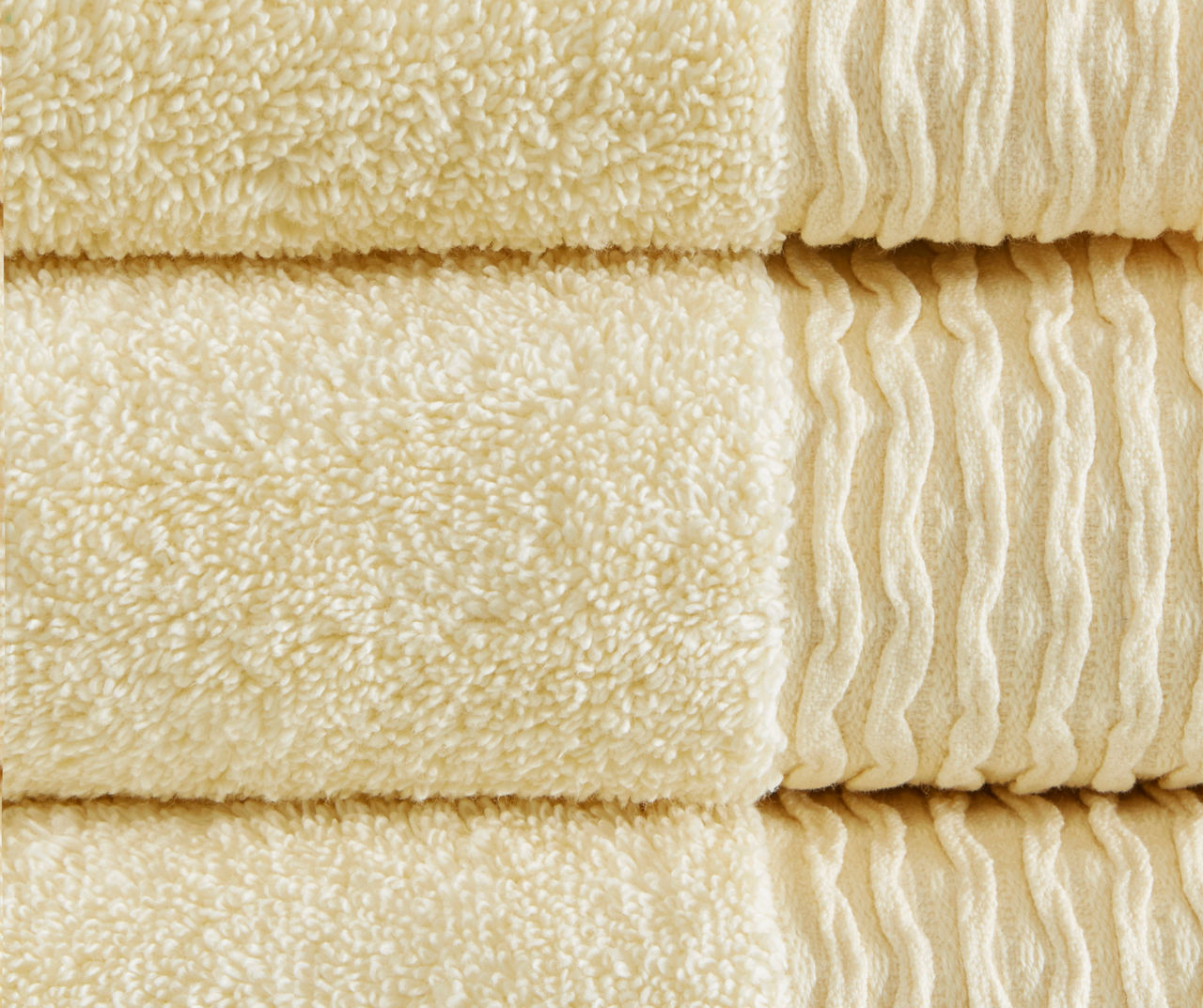 6pc Curv Jacquard Wavy Cotton Bath Towels Set Yellow