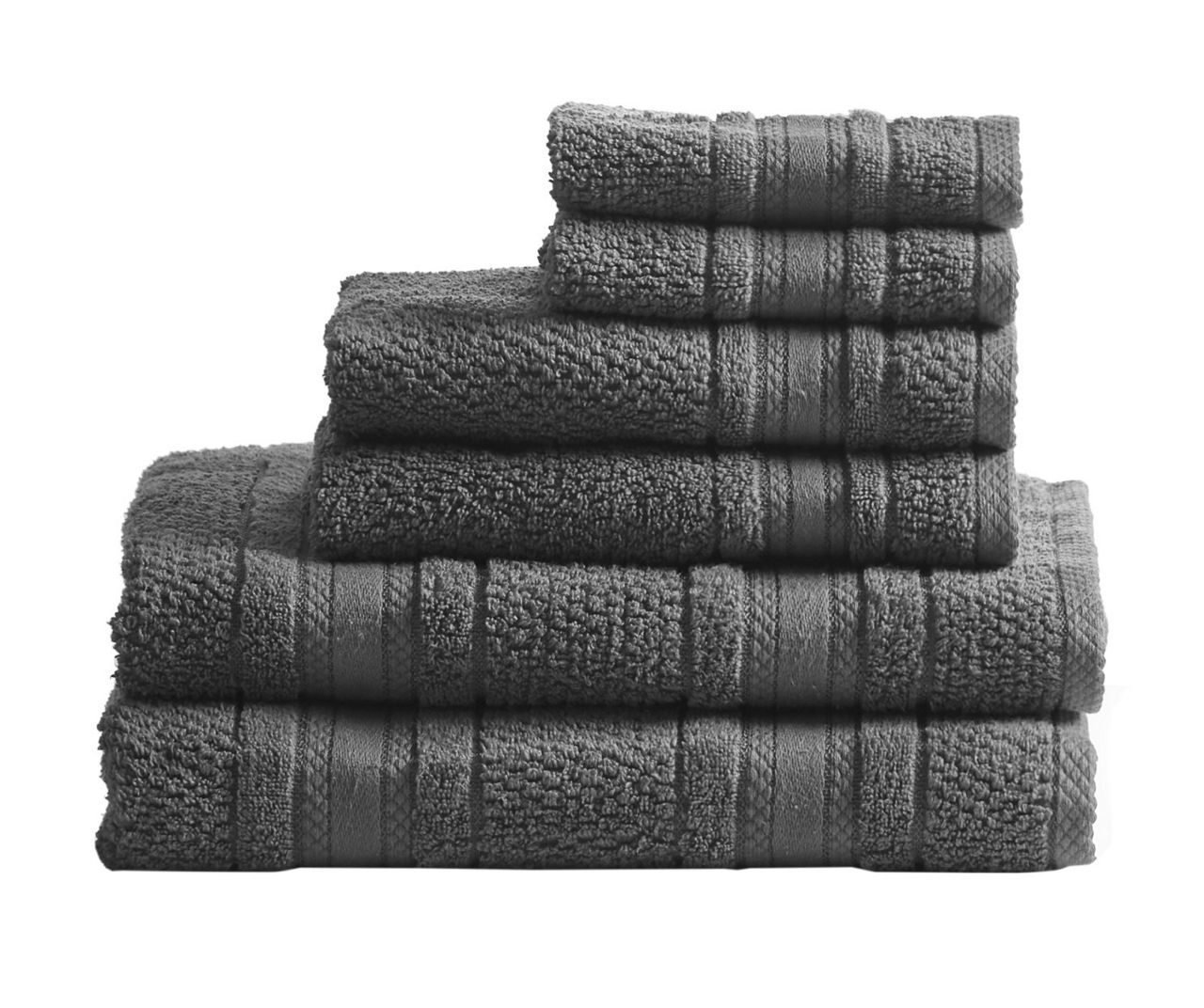 Adrien Super Soft 6 Piece Cotton Towel Set Dark Gray