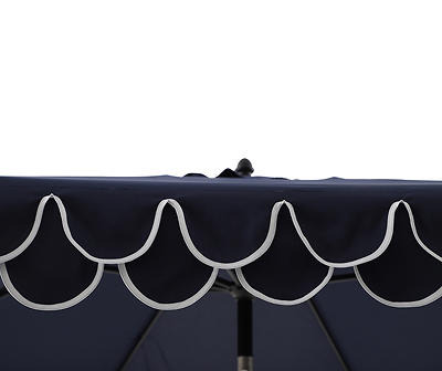 9' Navy Blue Round Tilt Scalloped Patio Umbrella