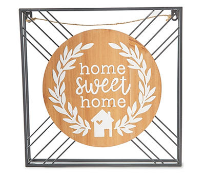 "Home Sweet Home" House with Olive Wreath Wood & Metal Hanging Wall Decor