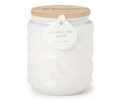 Coconut & Wood White Wave-Embossed Jar Candle, 11 oz.