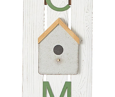 "Welcome" Birdhouse & Fence Leaner Decor